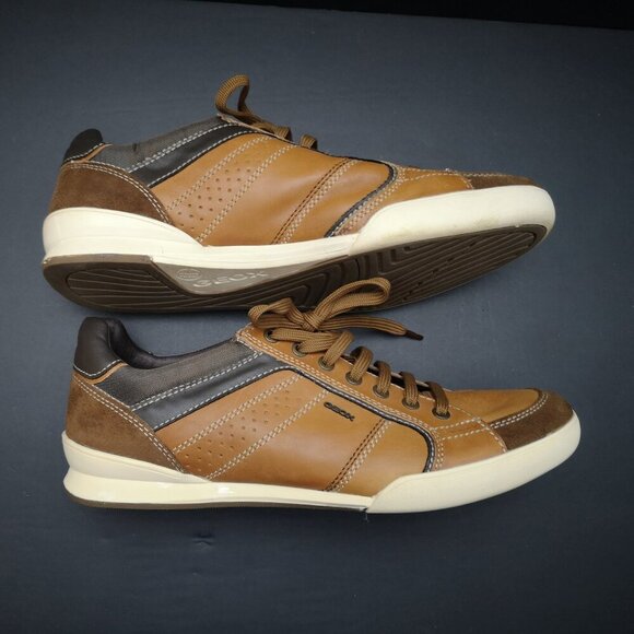 Geox Respira Men's Size 10 Dark Brown & Tan Leather & Suede Tie Closure Shoes - Picture 9 of 10